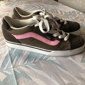 Vans Brown Sneakers With Pink Trim - Womens 8.5
